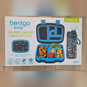 NIB Bentgo kids dinosaur lunchbox & water bottle
